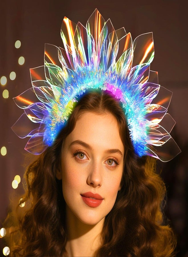HONLYNE Valentines Day Gifts, New Year LED Headband Light Up Headband, Glow In The Dark Party Supplies, Glow Party Crown Hair Accessories for Women & Girls, Glow In The Dark Flashing Hair Band for Raves - Image 1